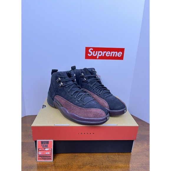 10W/8.5M Jordan 12 SP x A Ma Maniere “Black" DV6989-001 Black Maroon Basketball - Picture 3 of 10